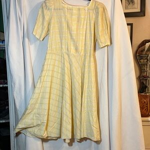 Yellow Plaid Vintage Shirt Waist Dress